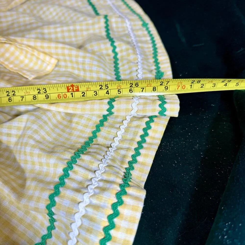 Vintage Handmade African American Doll Folk Art Decor Gingham Yellow Dress